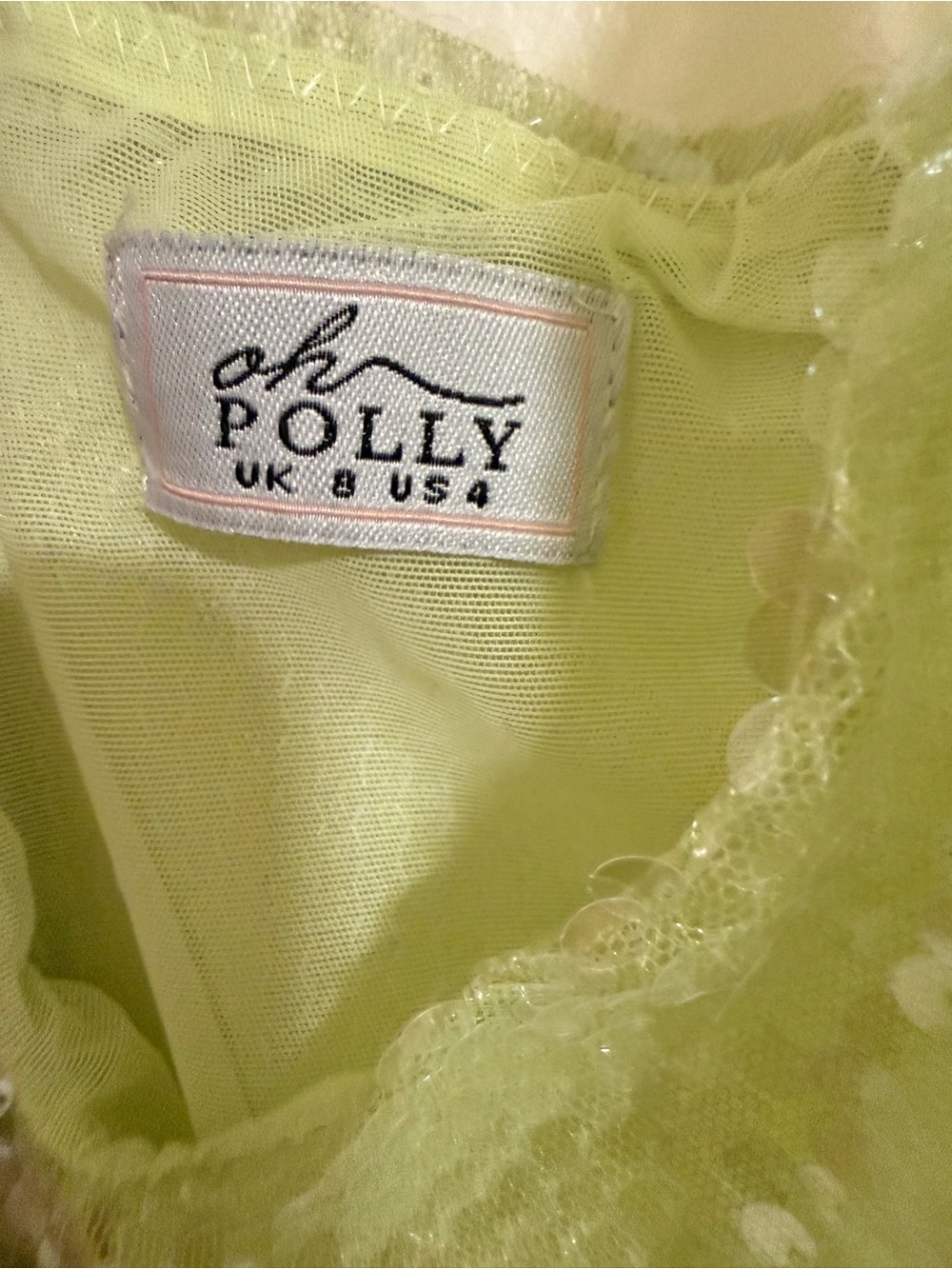 Oh Polly Lime Green Sequin Mini Dress - Picture 4 of 4